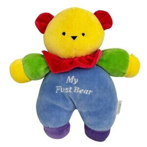 Soft Dreams My First Bear Primary Color Teddy Rattle Plush Stuffed Lovey Vintage